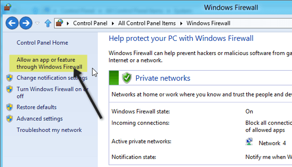 Windows 8 firewall