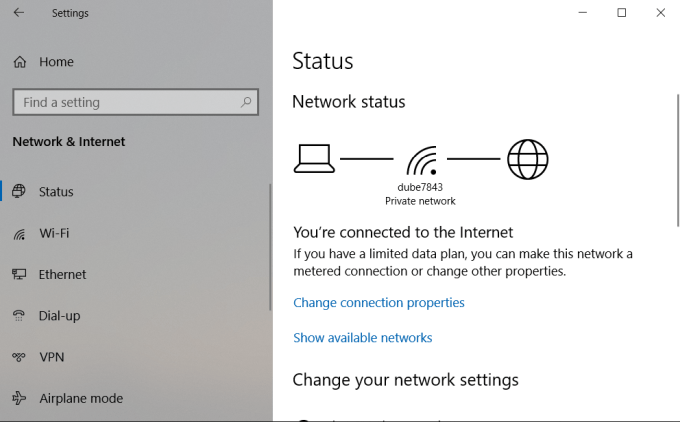 vaše připojení k internetu