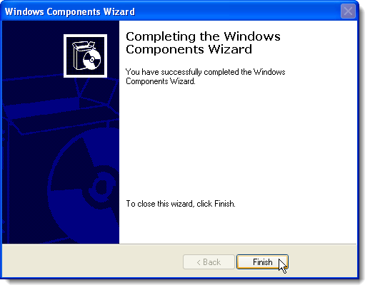 Dokončení Průvodce Windows Components