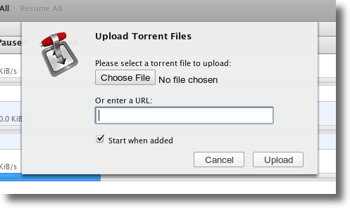 Přidejte torrent z pevného disku nebo webu