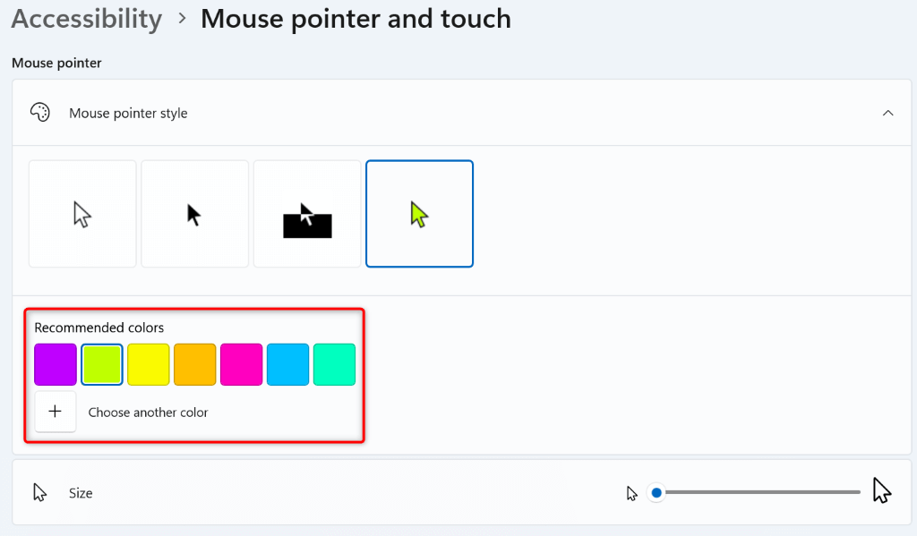 Změňte barvu kurzoru na obrázku Windows