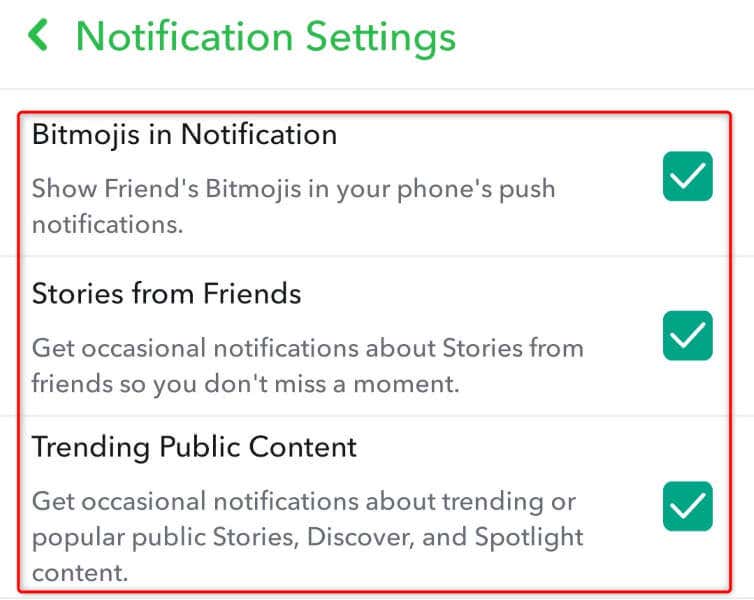 Jak deaktivovat selektivní oznámení na obrázku aplikace Snapchat