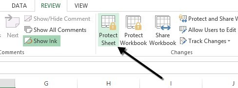 protect sheet excel