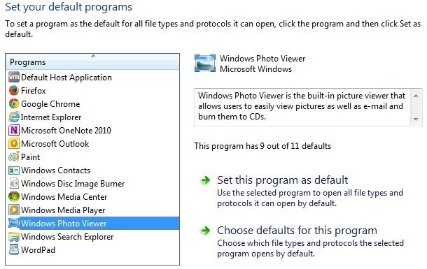 program defaults windows