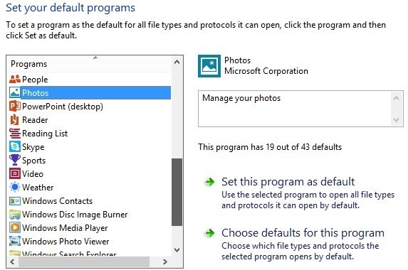 windows 8 default programs