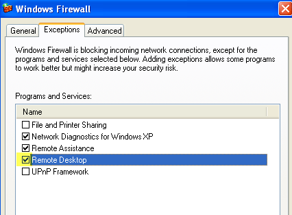 firewall exception