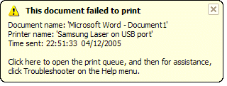 dokument se nepodařilo vytisknout