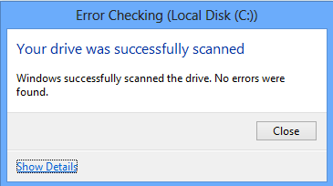 disk naskenovaný pro chyby
