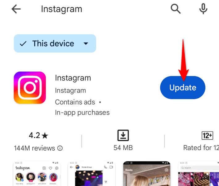 Nainstalujte čekající aktualizace Instagramu na obrázek telefonu iPhone nebo Android